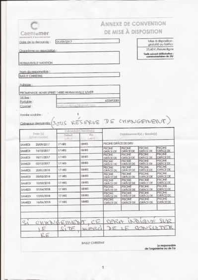 Calendrier des entrainements 2017-2018 à la piscine de la Grâce de Dieu Calendrier des entrainements 2017-2018 à la piscine de la Grâce de Dieu