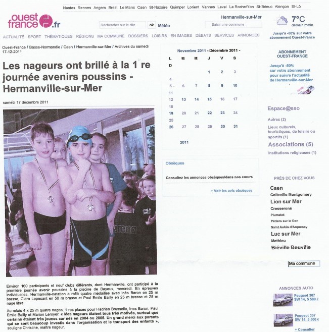 Ouest France : 17/12/2011 article sur internet Ouest France : 17/12/2011 article sur internet