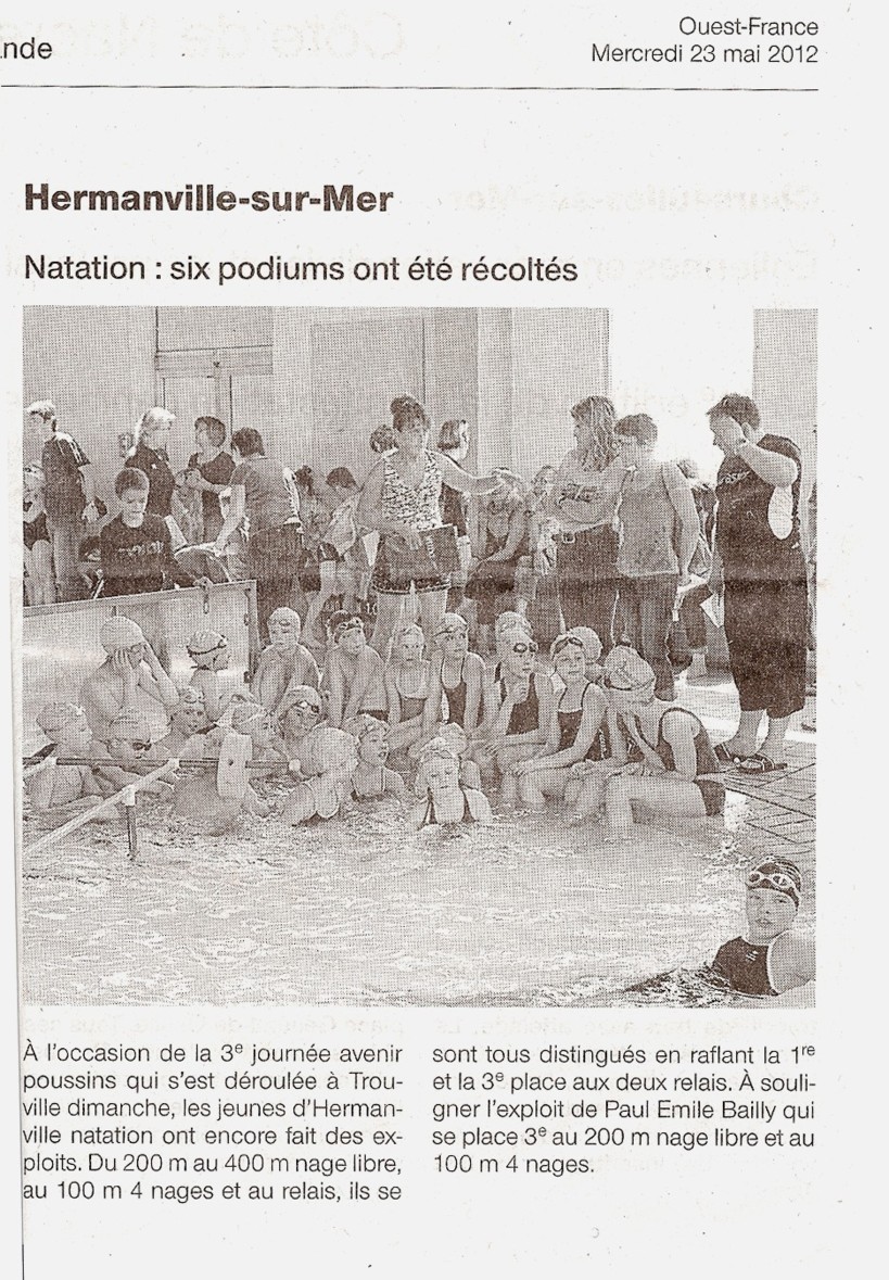 Ouest France : 23 Mai 2012 : A Trouville, Hermanville-natation six podiums ont été récoltés