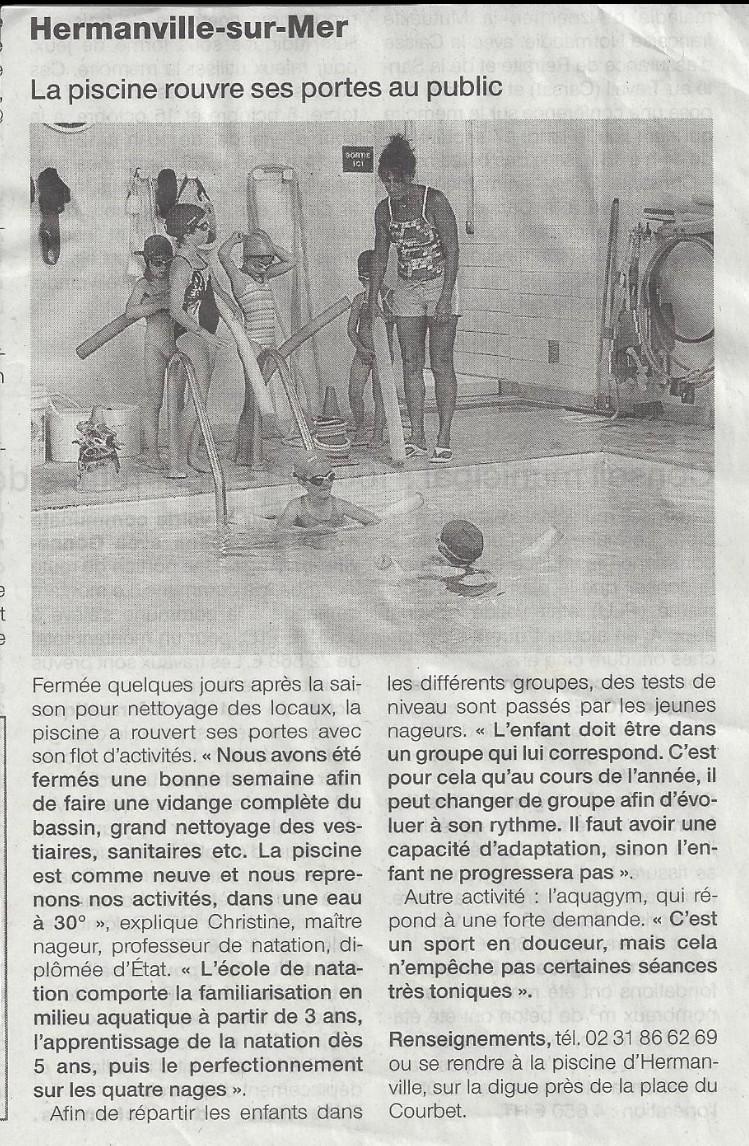 Ouest France : Septembre 2012 : La piscine rouvre ses portes au public