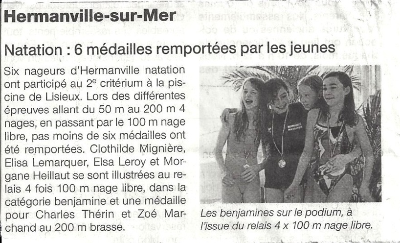 Ouest France : 08 février 2013 : 6 médailles remportées par les jeunes