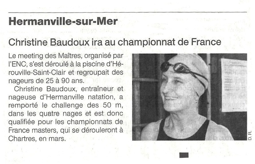 Ouest France : 15 février 2013 : Christine Beaudoux ira au championnat de France ! Ouest France : 15 février 2013 : Christine Beaudoux ira au championnat de France !