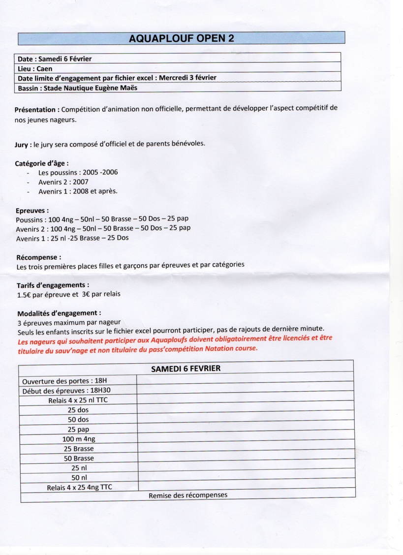 AQUAPLOUF OPEN 2, le 06 février 2016 à Caen