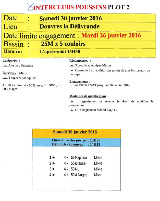 Interclub Poussins Plot 2, le 30 janvier 2016 à Douvres la Délivrande