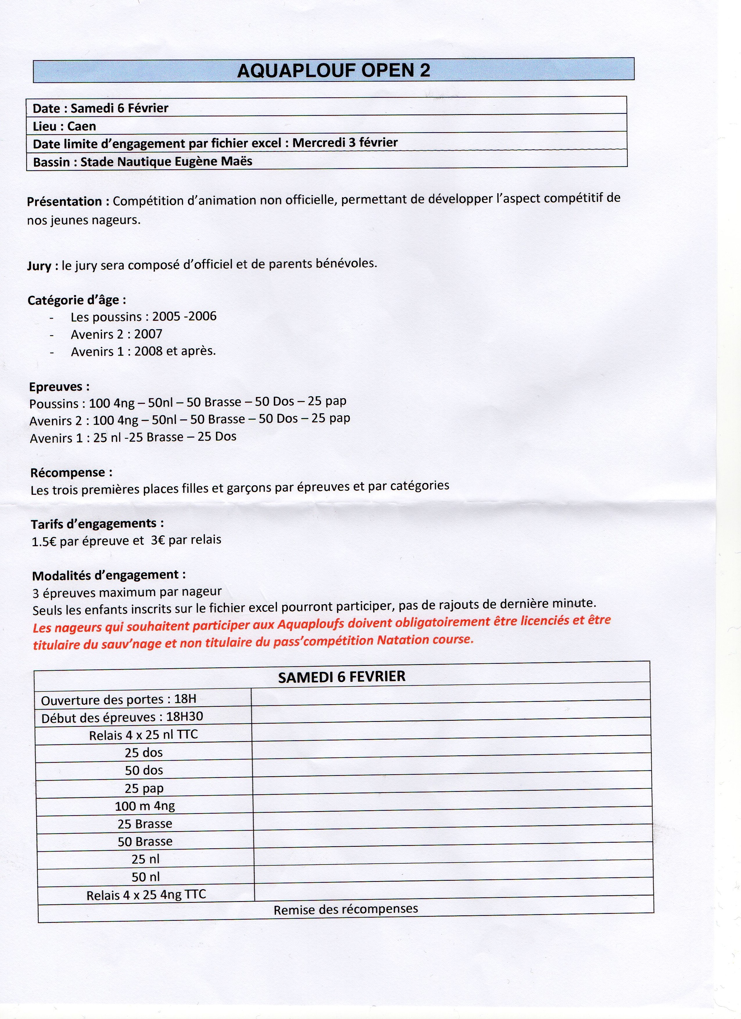 AQUAPLOUF OPEN 2, le 06 février 2016 à Caen